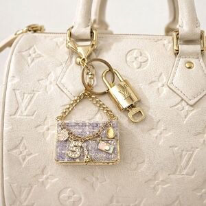 Authentic Louis Vuitton Gold Padlock 🔒 Key Set w/ Unbranded Tweed Bag Charm